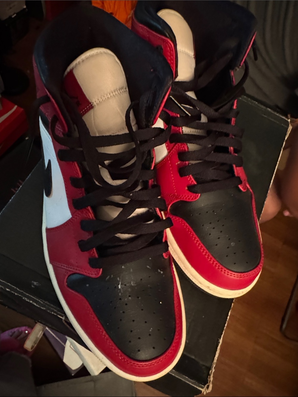 Nike Air Jordan 1 Mid Black with Red Accents